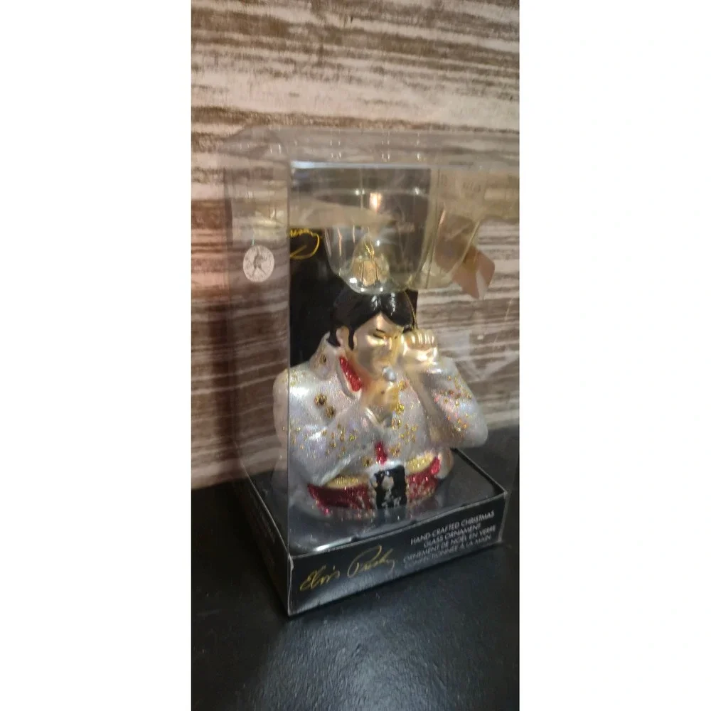 Kurt S Adler Elvis Presley Glass Christmas Ornament White Jumpsuit 2007 New